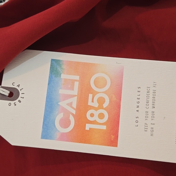 Cali 1850 Muted Red Track Pants with White Stripes NWT - Picture 6 of 8